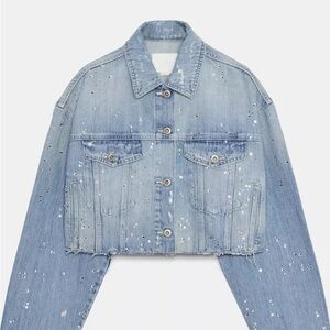 Zara TRF STRASS CROP DENIM JACKET